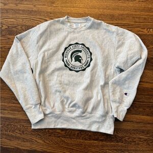 MICHIGAN STATE SPARTANS Champion Gray (REVERSE WEAVE) University Sweater